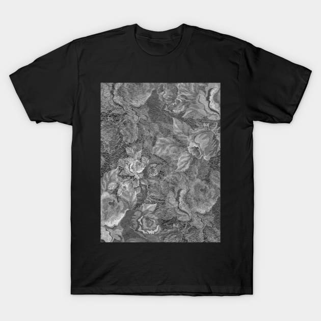 Gray Rose Pattern T-Shirt by Ric1926